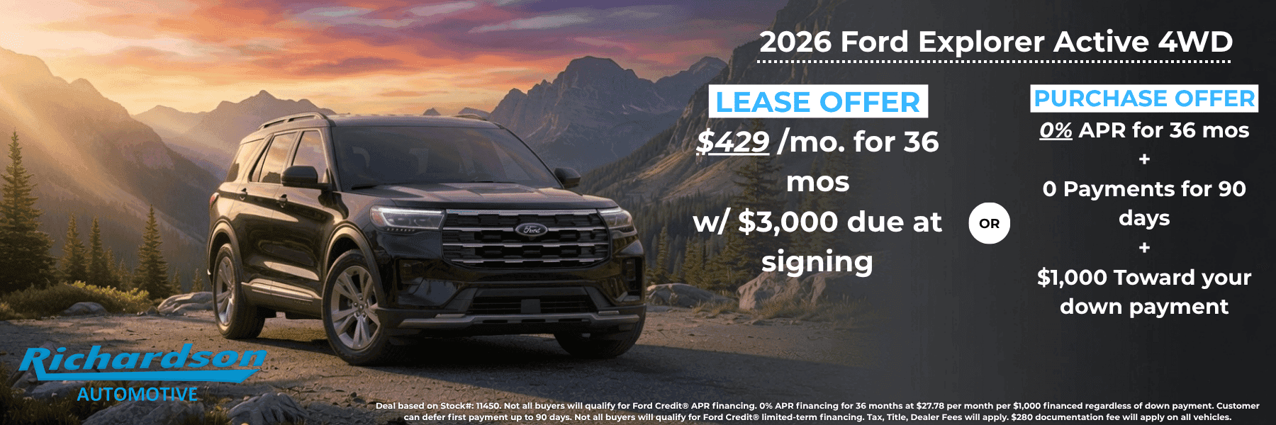 2026 Ford Explorer Lease + Purchase Deal