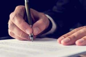 Hand signing contract