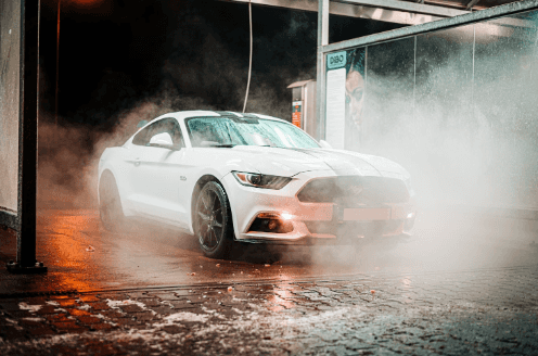 Mustang going through a Macon, GA car wash. 