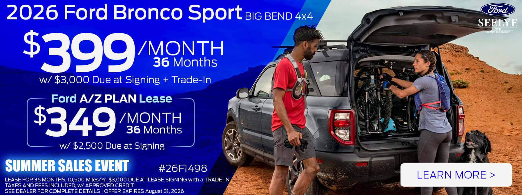 Ford Bronco Sport Summer Sales Event - $399 per month - AZ Plan $349 per month