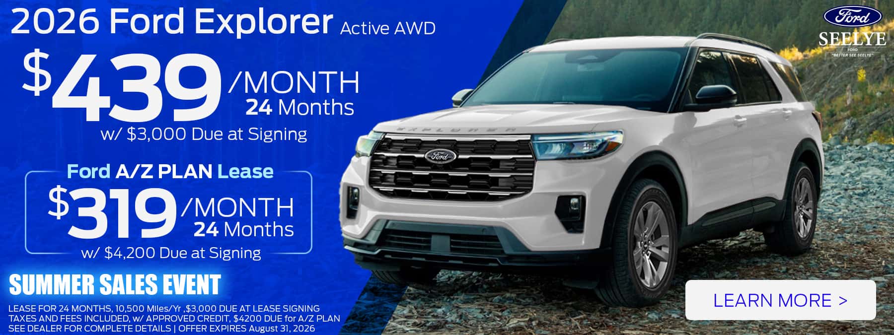Ford Explorer Summer Sales Event - 439 per Month - AZ Plan 319 per month