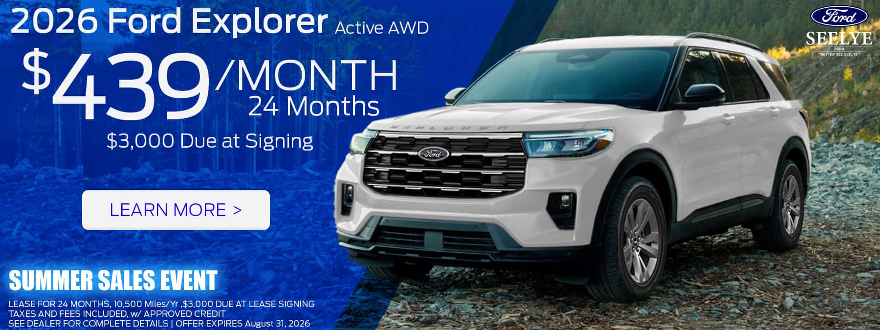 Ford Explorer Summer Sales Event - 439 per Month