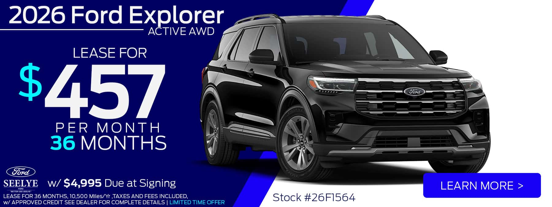 Ford Explorer Active AWD - Lease Offer September 2026