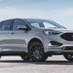 Sideview of silver 2020 Ford Edge ST-Line