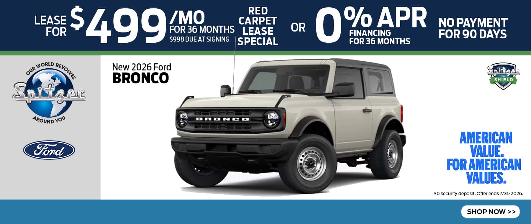 07.2026_Ford Bronco_Lease for $499 for 36 mo OR 0% for 36 mo