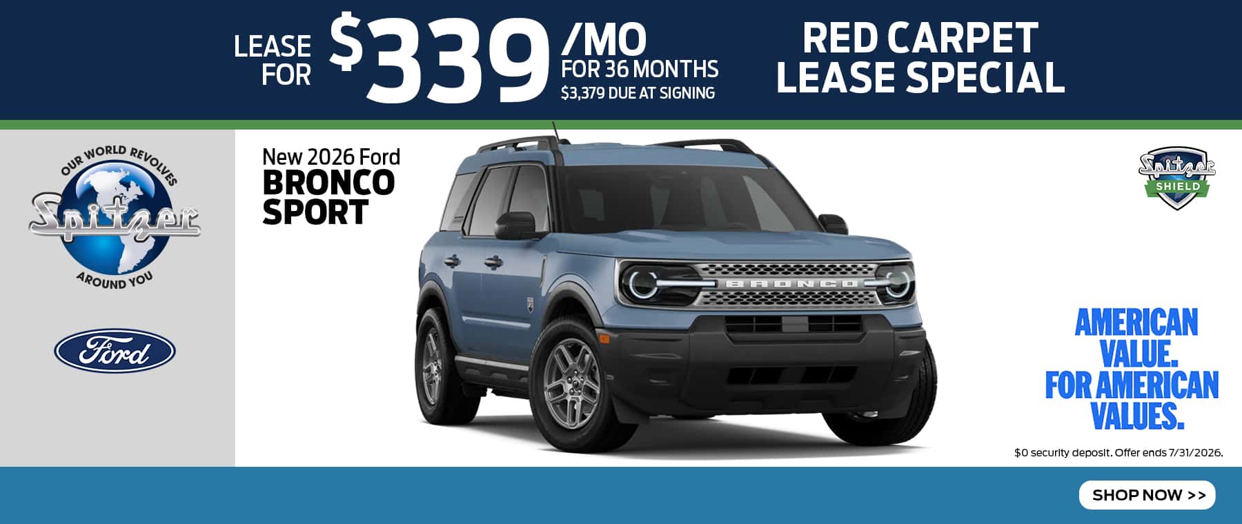 07.2026_Ford Bronco Sport_Lease for $339 for 36 mo