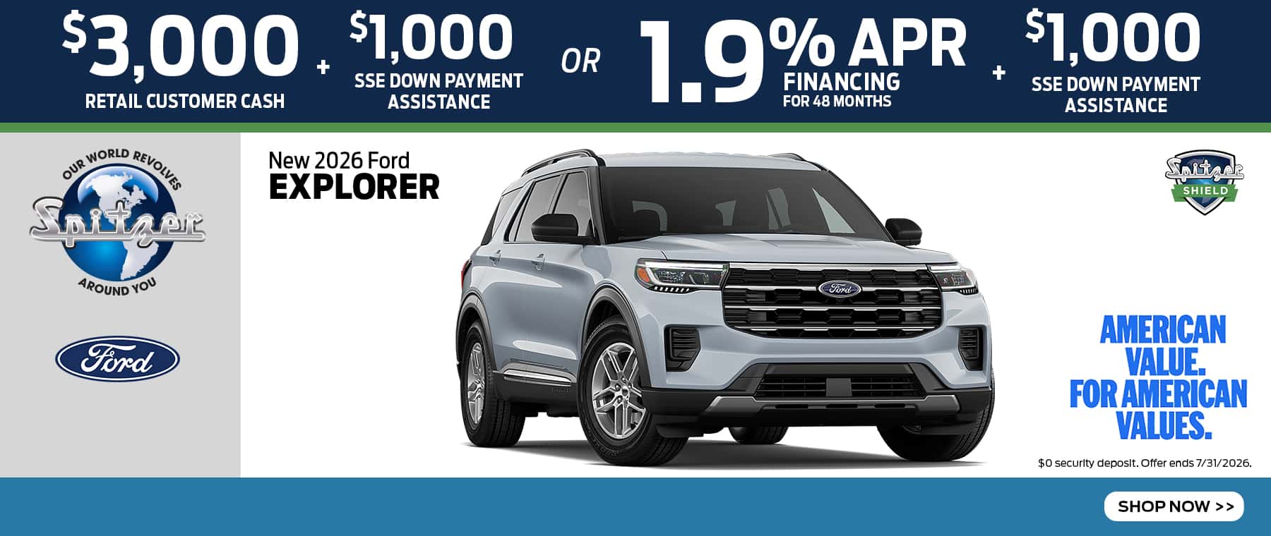 07.2026_Ford Explorer_$3000 retail customer cash or 1.9% for 48 mo