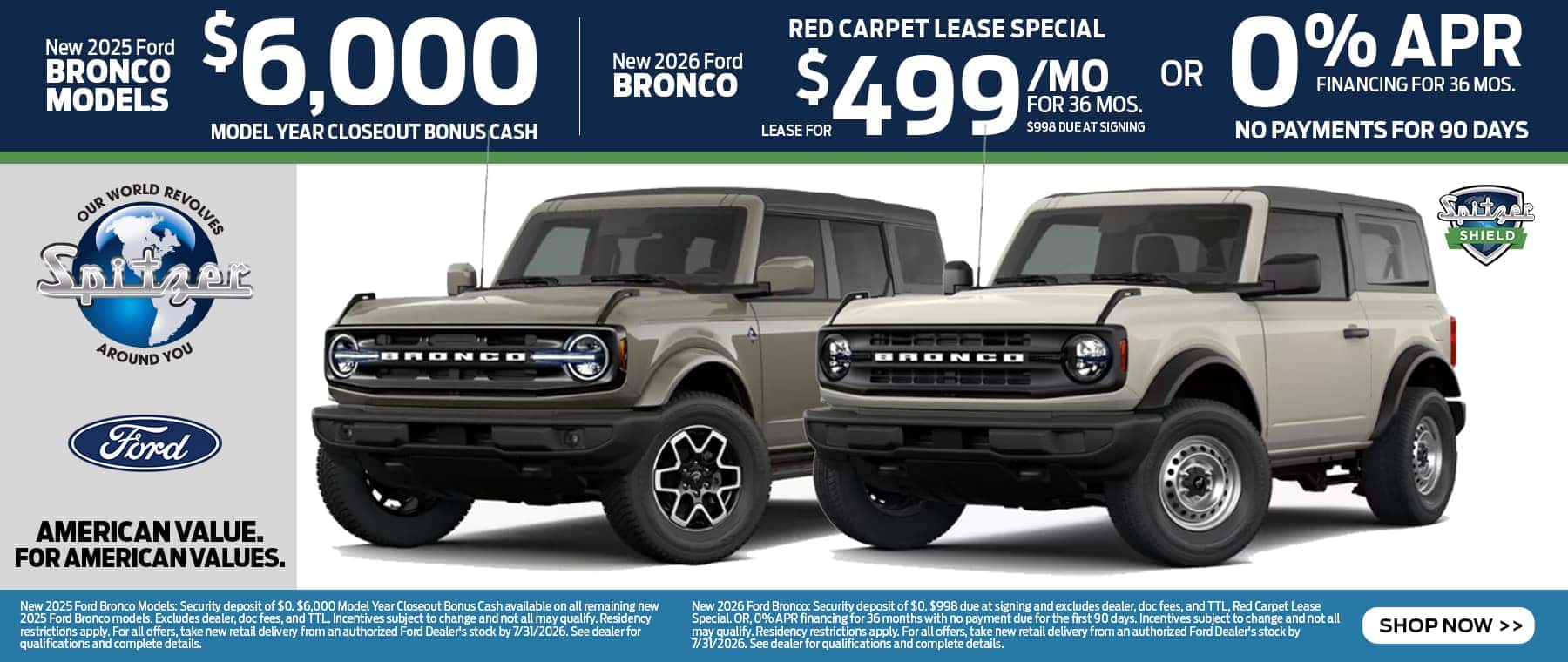 07.2026_Ford Bronco Models_$6000 Closeout Bonus Cash/Ford Bronco Lease for $499 for 36 mo OR 0% for 36 mo