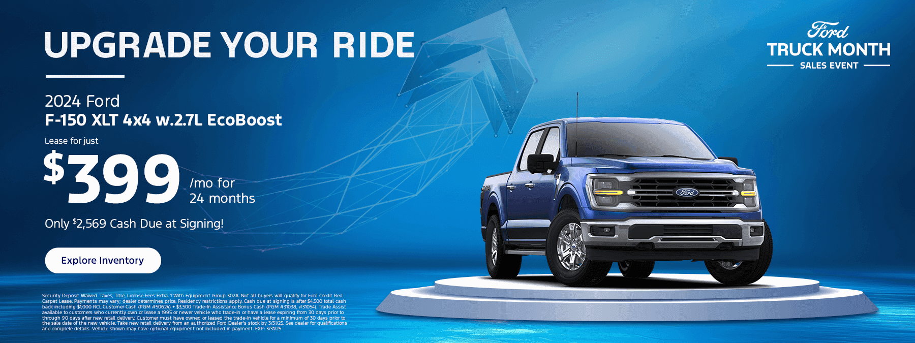 Lease a 2024 F-150 XLT 4x4 w.2.7L EcoBoost for just $399 per month for 24 months