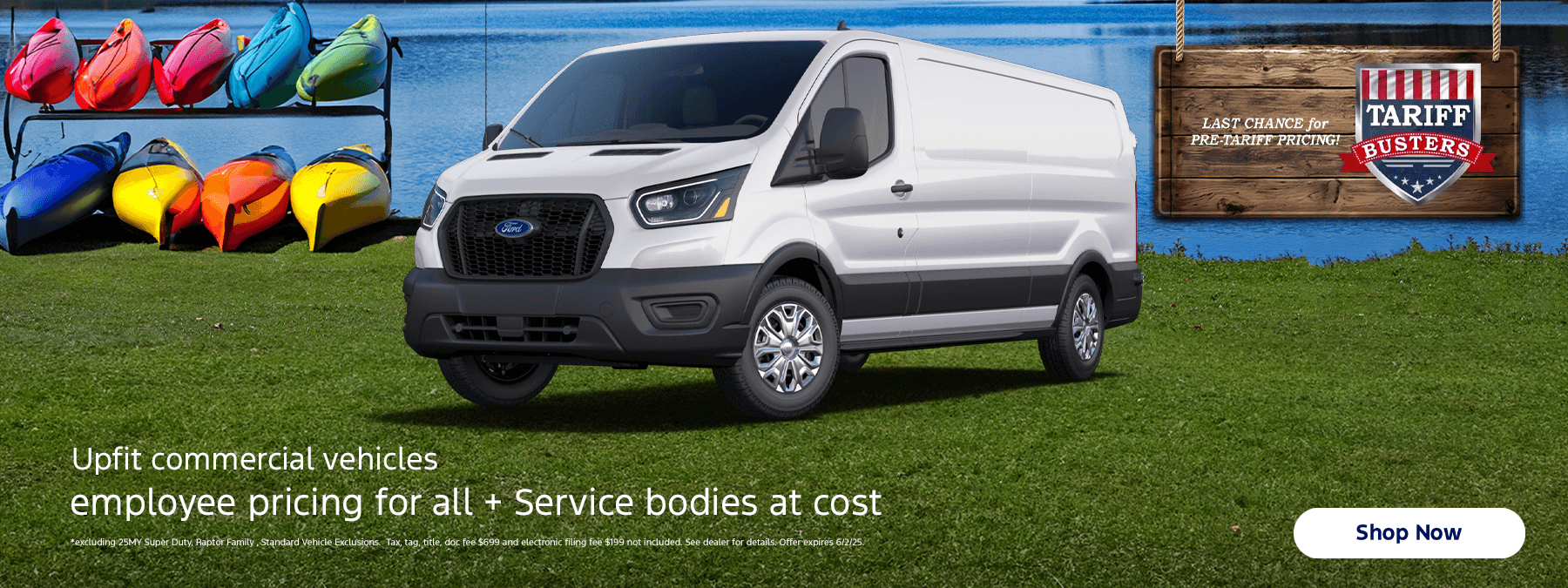 Upfit commercial vehicles :employee pricing for all + Service bodies at cost