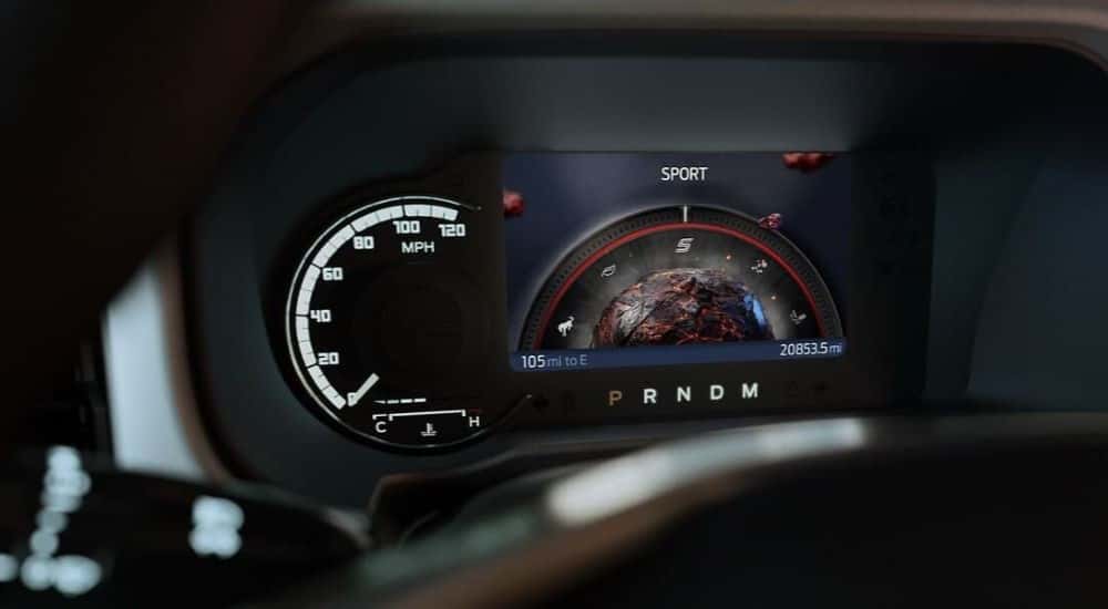 Digital gauge display on a 2025 Ford Bronco for sale near Oakland