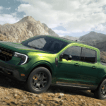 Green 2026 Ford Maverick XLT parked off-road