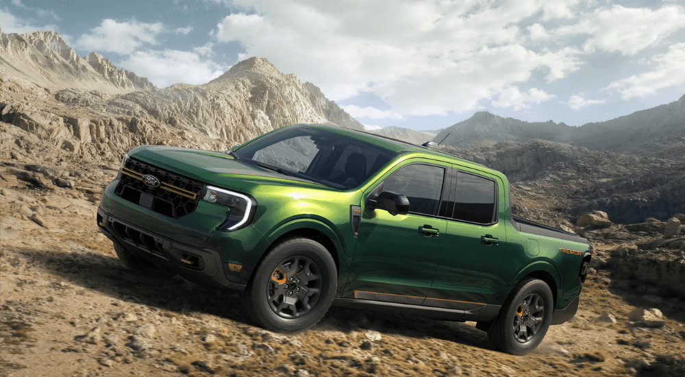 Green 2026 Ford Maverick Tremor parked off-road
