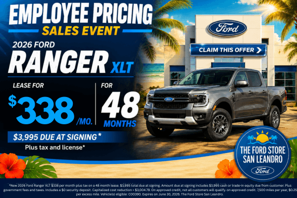 Lease a new 2026 Ford Ranger XLT for just $338/month for 48 months with $3,995 due at signing! 💥