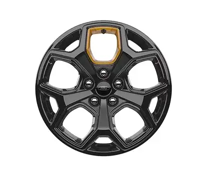 18-inch High Gloss Ebony Black-painted aluminum wheel with Electric Spice accents