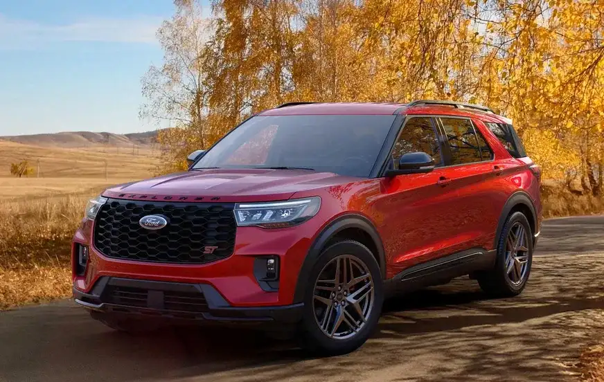 A red 2026 Ford Explorer