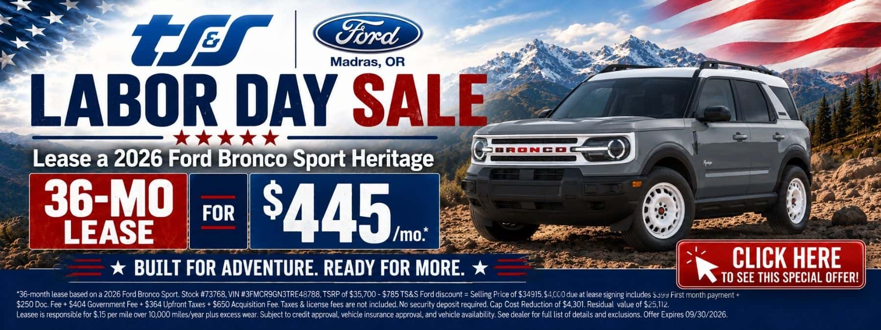2026 Bronco Sport Lease Labor Day