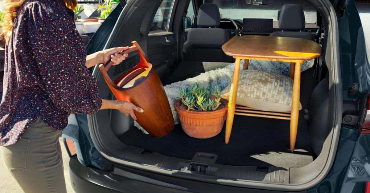 Ford Escape Trunk Open Woman Packing Car