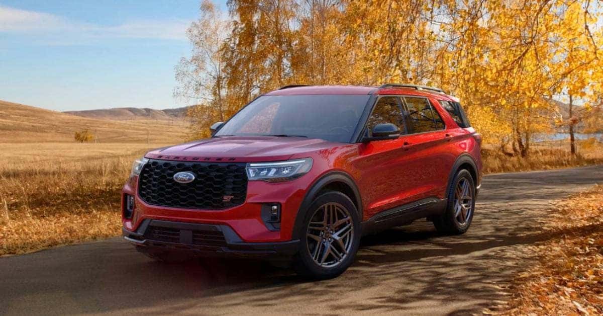 Red Ford Explorer Driving