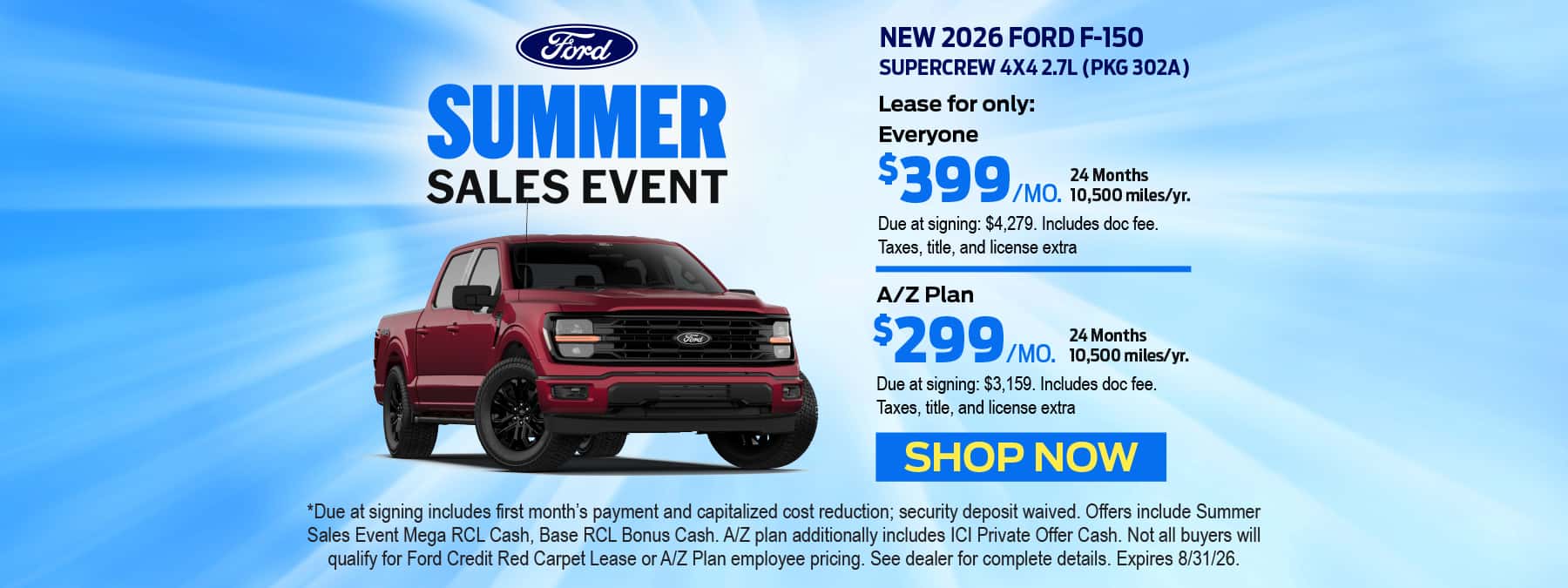 NEW 2026 FORD F-150 SUPERCREW 4X4 2.7L (PKG 302A)