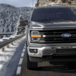 Front view of a Ford F-1500 on a snow-covered mountain