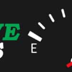 A close-up of a fuel gauge