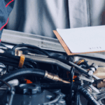 A close-up of a car engine