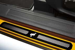 A close-up of a car door step