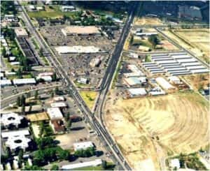An aerial view of a city