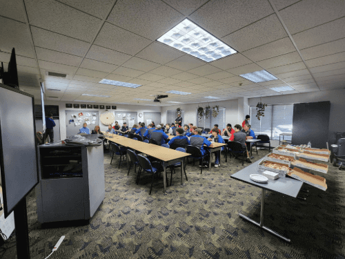 A group of people in a room