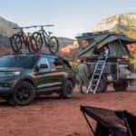 Ford explorer with bikes and camping gear