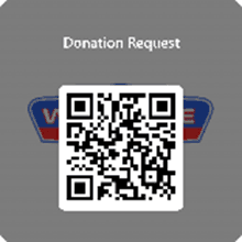 A qr code on a grey background