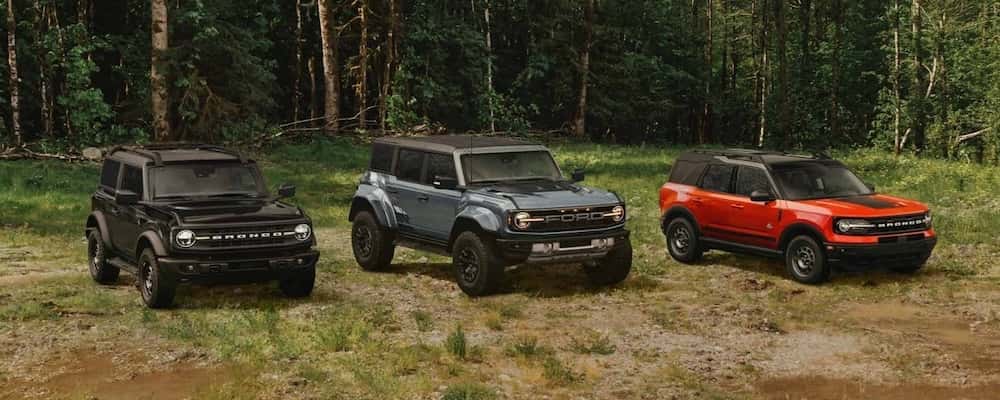 Lineup of the different Ford Bronco models available