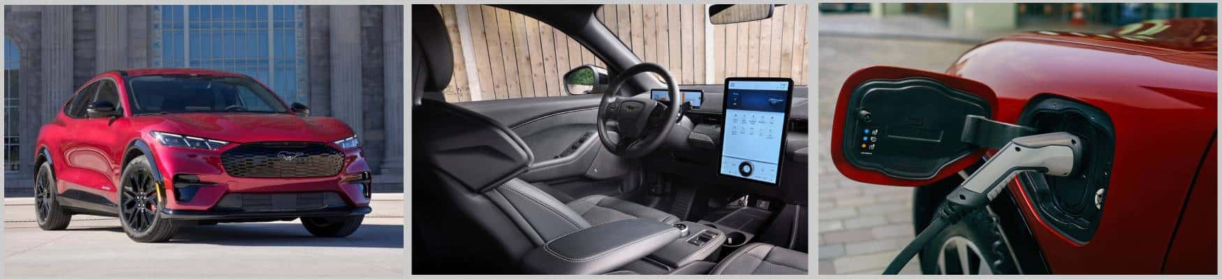 Exterior and interior of the 2025 Ford Mustang Mach-E