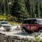 Ford SUVs driving on an off-road trail