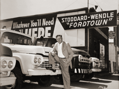Historical 1960 photo of Chud Wendle at Stoddard-Wendle Fordtown in Spokane WA.
