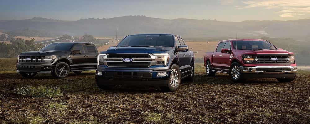 Three 2026 Ford F-150 trucks