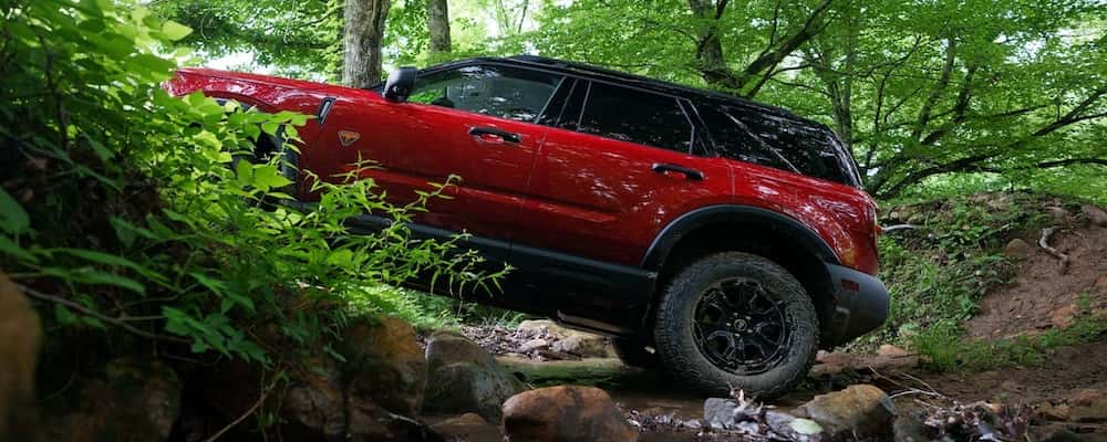 Red 2026 Ford Bronco off-roading