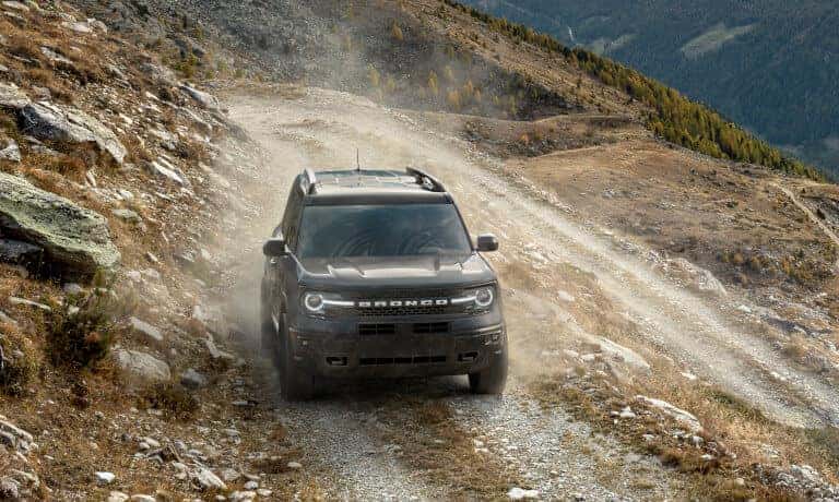2025 Ford Bronco Exterior Drivng Head On Along Elevated Mountain Road
