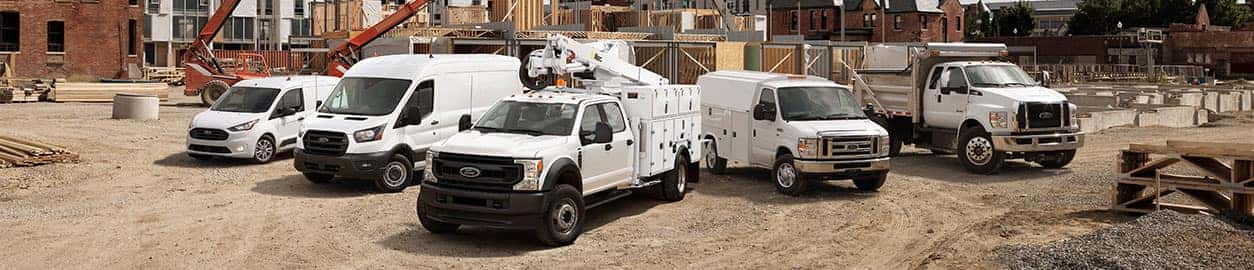 Ford Commercial Vehicle family including the F-series, commercial Transit vans, and passenger vans.