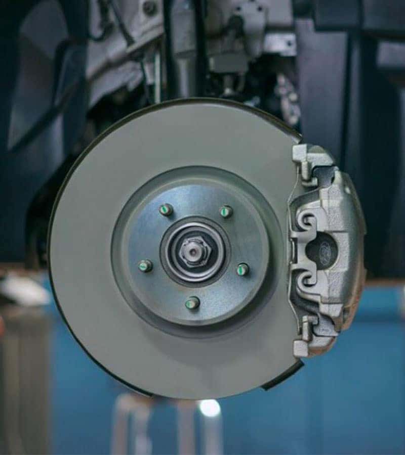 close up image of a brake rotor on a car