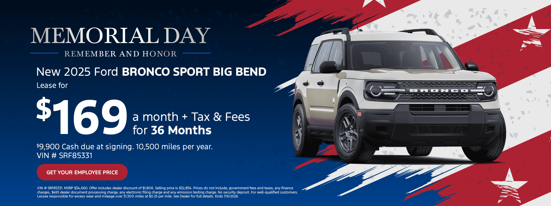 NEW 2025 FORD BRONCO SPORT BIG BEND Lease for $169 a month + Tax & Fees
