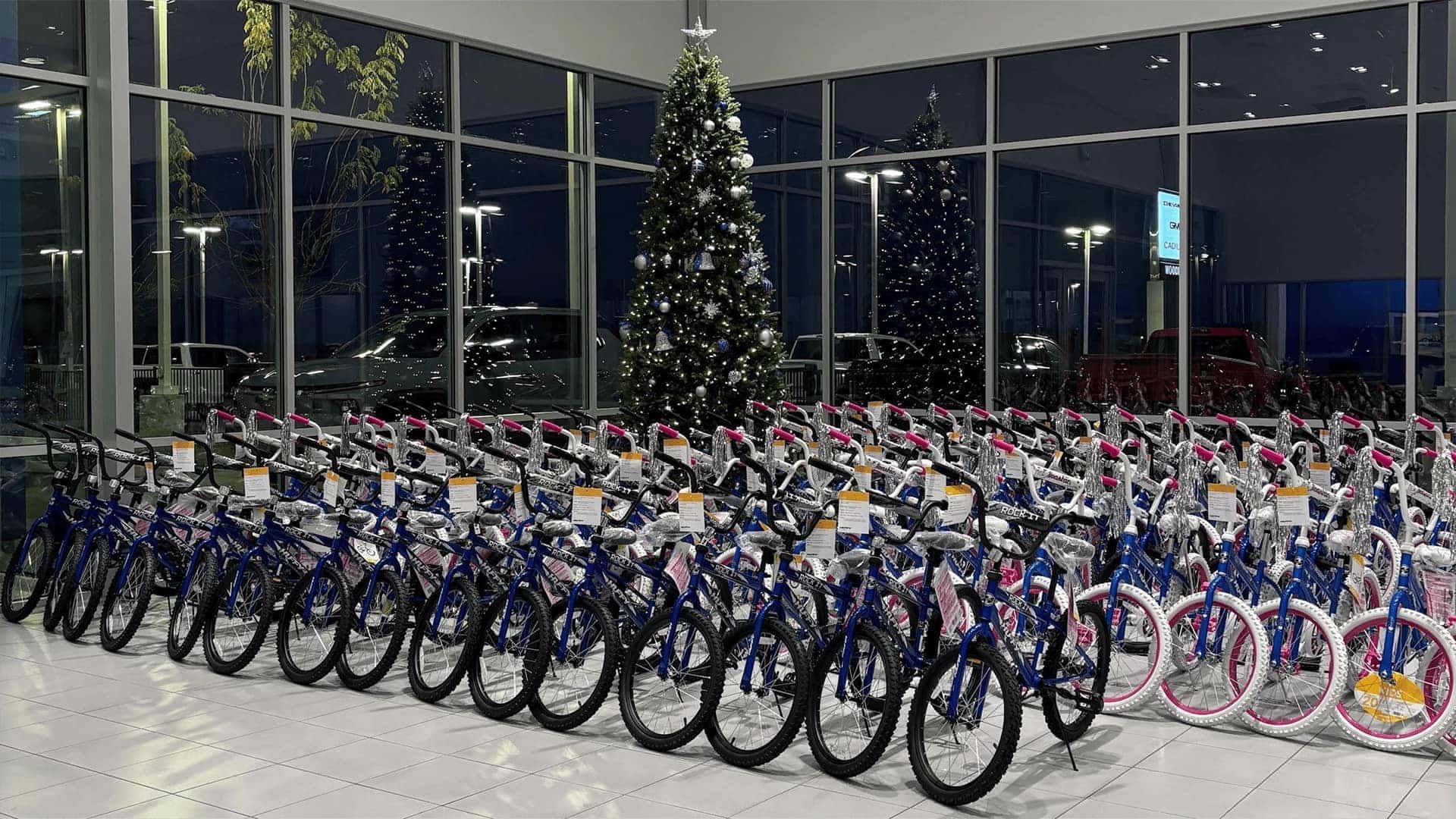 Bicycles parked inside dealership