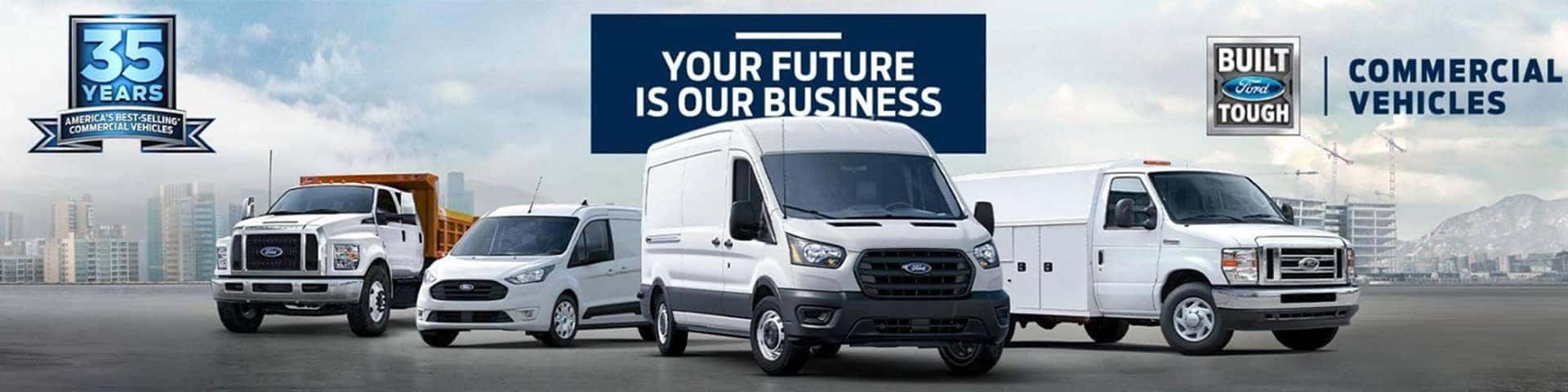 Build Your Future Business banner with a commercial model lineup