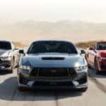 three mustangs lined up