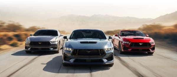 three mustangs lined up