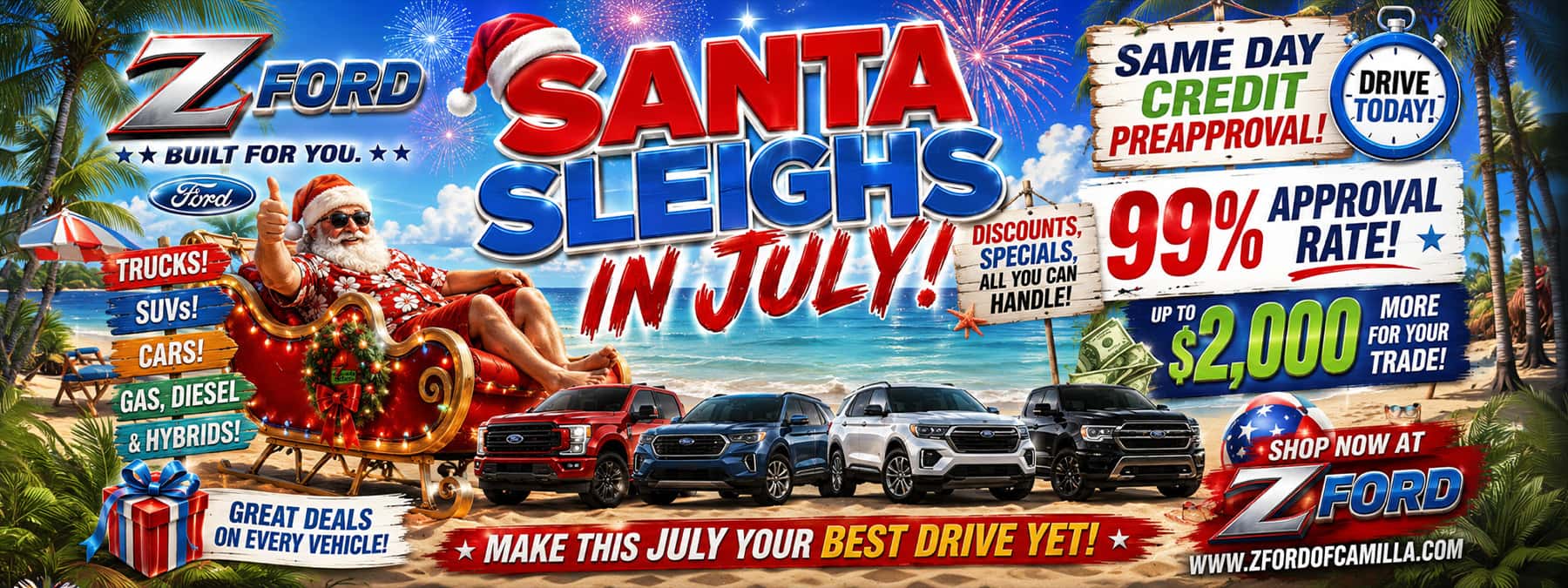 Santa Sleighs Christmas In July Specials